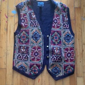 Cambridge Dry goods cotton ramie blend knit cardigan vest cottagecore vintage